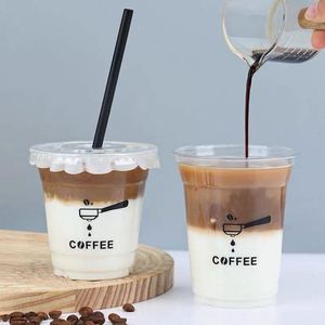 Gobelets en plastique PET jetables transparents de 16 oz avec logo personnalisé imprimé, couvercles de 98 mm, gobelet pour boissons froides, thé à bulles, café et plus - Product Image 5