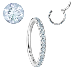 14K White Gold <span class=keywords><strong>Alice</strong></span> Blue Pave Clicker Nhẫn Sụn Dái Tai Vàng Rắn Kim Cương Tự Nhiên Clicker Nhẫn - Product Image 2