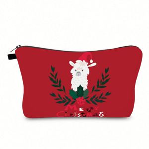 Nouvelle trousse de maquillage personnalisée avec imprimé de Noël, imperméable, portable, douce, sac cadeau cosmétique pour femmes et filles - Product Image 1