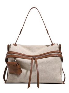 Luxury Customization Canvas Shoulder Tote <b>Bag</b> With Zipper Closure And Tassel Detail Minimalist Design Unisex Large Capacity - Product Image 4