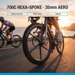 ล้อจักรยานคาร์บอน 700C ดิสก์เบรก แบบ Clincher 6 ก้าน กว้าง 28 มม. แบบ <span class=keywords><strong>Tubeless</strong></span> 35 มม. - Product Image 6
