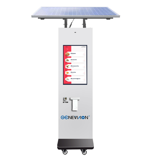 27" Outdoor Vertical High Brightness Terminal Bill Payment Kiosk Fast Food Digital Menu Boards With Solar Panel