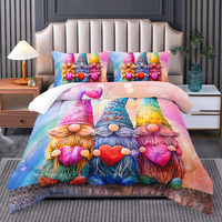 Ensemble de couette pour couple de gnomes de la Saint-Valentin, style rustique champêtre, elfe nain, couette douce en microfibre