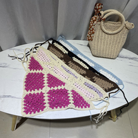 Triangulo Con Banda Cabeza Crochet Colorido Patrón lindo Turbante Bandana Pañuelo para el cabello Tie Back Head Wrap Hairbands