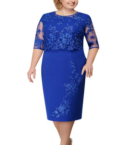 KQ1825 Abito da Festa <span class=keywords><strong>Sexy</strong></span> Slim a Mezza Manica Effetto Due Pezzi per Donne Curvy <span class=keywords><strong>Taglie</strong></span> <span class=keywords><strong>Forti</strong></span> Vestito Estivo da Donna 2022 - Product Image 3