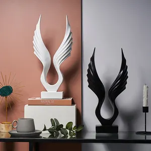 Europese Wing Sculptuur Art Decoratie Zwarte En Witte Minimalistische Ontwerp Tentoonstellingszaal Wijnkast Ambachtelijke Ornament