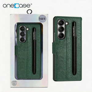 Étui en cuir électroplaqué de luxe pour Z Fold avec protection d'écran intégrée, antichoc, protection intégrale, fente pour stylet et support - Product Image 1