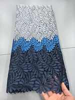 Tissu en dentelle guipure africaine de haute qualité, nouvelle mode, doux pour la peau, bleu multicolore, dentelle guipure pour robe de soirée