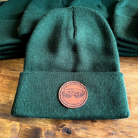Chapeaux d'hiver en acrylique tricotés pour hommes et femmes avec patch en cuir, beanies personnalisés