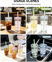 Gobelet de voyage réutilisable en Tritan avec couvercle transparent et paille, tasse à boisson en plastique, logo personnalisé, couleur personnalisée pour cadeau promotionnel