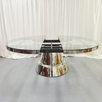 Mesa de Vidrio Extensible con Marco de Acero Inoxidable Moderno y de Lujo, Mesa para Bodas, Decoración para Banquetes de Novios