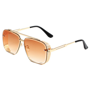 Lunettes de <span class=keywords><strong>soleil</strong></span> métalliques de haute qualité, style steampunk, dorées, <span class=keywords><strong>miroir</strong></span>, carrées, à dessus plat, pour hommes - Product Image 4