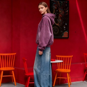 Sudadera con Capucha TKAN554D, Estilo Nuevo, Ropa Urbana para Mujer, Vintage, Lavado a la Piedra, Estilo Holgado, Informal, Gruesa, 100% Algodón de Alta Calidad - Product Image 1