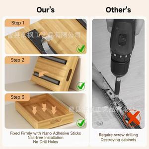 Organizador de Cajones de Madera con Niveles Extraíbles para Fregadero de Cocina, Cestas de Almacenamiento Rectangulares - Product Image 4