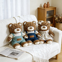 Ours en peluche habillé, jouets en peluche doux, salopette en velours côtelé, t-shirt à pois, animaux en peluche câlins, cadeau d'anniversaire pour enfants et filles, vente en gros