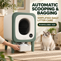 Bac à litière pour chat à nettoyage automatique X25 avec système de collecte et ensachage des déchets, entrée frontale et tiroir inférieur amovible pour les déchets