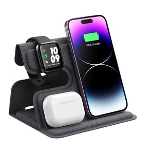 Chargeurs sans fil multifonctionnels 3 en 1 pour support de téléphone portable pliable en cuir Type C Station d'extérieur Dropshipping Trend - Product Image 1