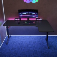 Bureau de jeu en forme de L avec éclairage RGB, commande en gros, fibre de carbone 18 mm, vente en gros