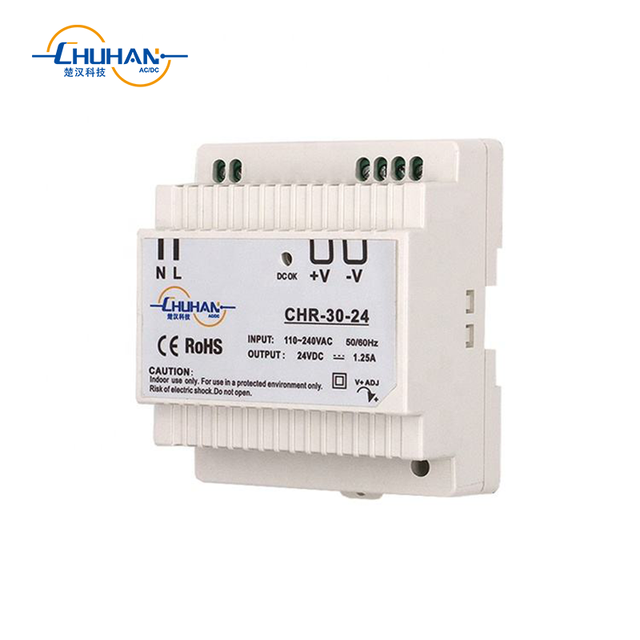 CHUHAN CHR-30-24 24V DC Industrial DIN-Rail AC/DC 30W 1.25A 100-240VAC Input Single Switching Power Supply 50/60Hz CE RoHS