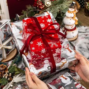 Christmas Wrapping Paper Reversible Silver Snowman Design 17 In X 32.8 Ft Gift <b>Wrap</b> For Holiday Craft Use - Product Image 5