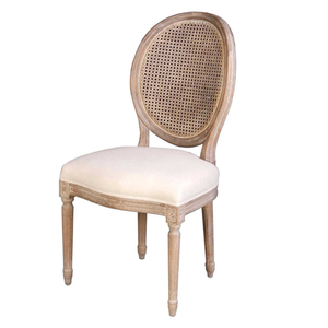 <span class=keywords><strong>Chaise</strong></span> Louis LUS-A007 avec dossier en rotin blanc vieilli ajoute une touche distinctive à la décoration de votre événement - Product Image 1