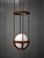 Lampe suspendue LED en cuivre pour décoration d'intérieur personnalisée, globe en verre blanc, flocage, plafonniers en laiton et daim emballés à la main
