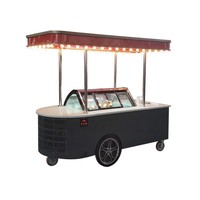 Gerobak Jajanan Modern dari Baja Anti Karat & Aluminium dengan Display Es Krim Soft Serve untuk Camilan, Permen, Keripik, dan Makanan Ringan Lainnya