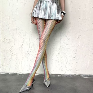 Collants résille vibrants pour femmes-Collants à la mode-<span class=keywords><strong>Bas</strong></span> en maille arc-en-ciel pour boîtes de nuit Halloween <span class=keywords><strong>Funky</strong></span> Style Party Raves - Product Image 5