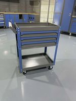Chariot à outils à 3 tiroirs en acier laminé à froid avec étagères, chariot utilitaire robuste pour la réparation automobile et l'atelier, OEM disponible