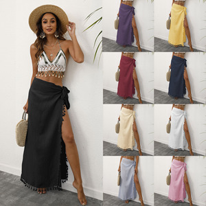 Fabriek Vrouwen Strand Rok Sarong Pareo Maxi Wikkel Rok Boho Badpak Cover Up - Product Image 6