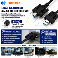 Cable de cámara industrial USB 3.0 LUNG KAY, macho A a macho B, con tornillos de bloqueo duales 4-40, cable de montaje en panel antivibración de alta flexibilidad