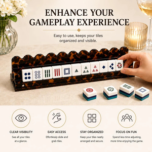 Luxury 4Pcs Tortoise Shell Acrylic American <b>Mahjong</b> Racks and Pushers <b>Set</b> with Pouch and Gift Box for Majiang Game Accessories - Product Image 1
