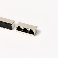 Connecteur Ethernet RJ45 blindé, 3 ports, prise modulaire, montage sur circuit imprimé, prise réseau