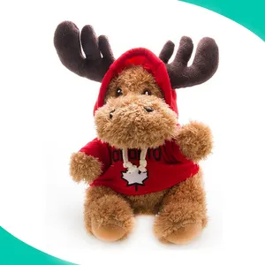 High quality custom cute Soft 8inch Moose with Knitted Sweater Moose plush toys