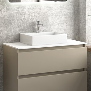 Set da bagno a colonna Kamalu 100cm da pavimento con composizione TOD-100D a specchio a LED - Product Image 5