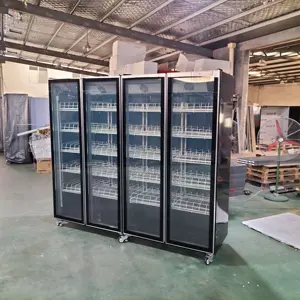 110V 220V prix usine 4 portes porte en verre verticale réglable refroidisseur de boissons réfrigérateur refroidisseur vertical