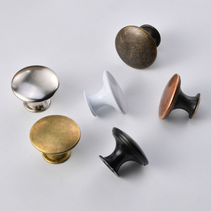 Minimalist Round Cabinet <b>Knob</b> Iron Matte <b>Black</b> Single Hole Drawer Handle Durable Plating Finish - Product Image 3