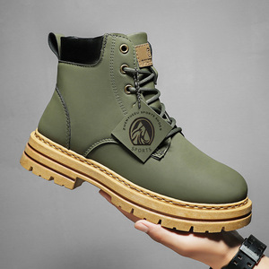 Botas de Caña Alta para Hombre y Mujer Mismo Estilo Primavera Nuevas Botas Rhubarb Zapatos de Trabajo para Hombre Botas de Moda Retro Estilo Británico - Product Image 2