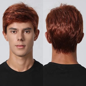 Perruques courtes en cuivre rouge pour hommes, livraison rapide d'usine, synthétiques, moelleuses, naturelles, résistantes à la chaleur, coupe pixie auburn - Product Image 1
