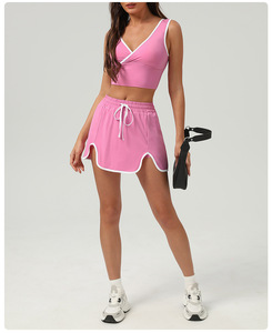 Ropa deportiva para mujer, ropa de gimnasio, Sujetador deportivo + falda de tenis, conjunto de 2 piezas - Product Image 2