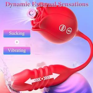 هزاز فاخر للسيدات بتصميم وردة، محفز مزدوج للمناطق الحساسة، مدلك صامت للحلمات ونقطة G، مصنوع من السيليكون الآمن للجسم، مقاوم للماء بمعيار IPX7، أكثر من 10 أوضاع اهتزاز. - Product Image 1