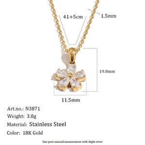 Flower Shape Cubic Zirconia <b>Cocktail</b> <b>Ring</b> Stainless Steel 18K <b>Gold</b> Plated Prong Setting Women's Glam Daily Wear Jewelry - Product Image 3