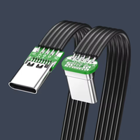 Cable USB-C a USB-C de 90 grados, de 5-200 cm °   Cable Adaptador en Ángulo para Banco de Energía, Cable de Carga Flexible PD, Cable USB C Plano de Silicona, 2A 480Mbps