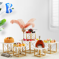 OKEY Bonne Qualité En Acier Inoxydable Or Bar À Bonbons Stand Salade Présentoir Risers pour Présentoir Alimentaire Cocktail Buffet Stand
