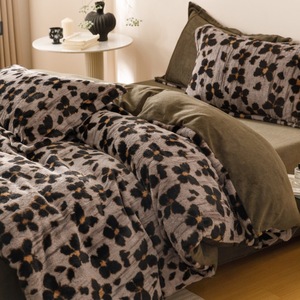 तेंदुए प्रिंट खरगोश फर कपड़े 100% पॉलिएस्टर पर्यावरण के अनुकूल एंटी-पिलिंग 3-टुकड़ा बिस्तर के लिए - Product Image 5