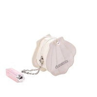 Pochette cosmétique durable en polyester en forme de coquille, avec chaîne décorative en perles, mini sac de rangement à bandoulière, logo brodé, sac à main portable