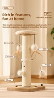 Tour d'escalade robuste tout-en-un pour chat en panneaux de fibres de bois densifiés avec texture anti-chute et design de perchoir intégré