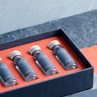 Boîte rigide personnalisée noire avec couvercle et base pour 6 flacons de peptides, impression offset sur éponge