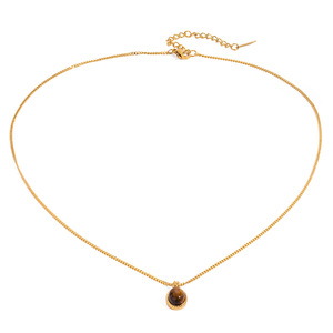 Collier pendentif ovale en acier inoxydable avec œil de tigre, chaîne dorée, serti clos, bijoux pour femmes, colliers tendance - Product Image 1