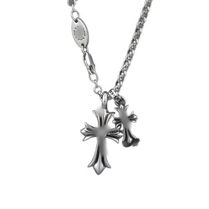 Collier Hip Hop CH Cross, Personnalisé, Tendance, Niche Homme et Femme, Punk, Rétro, Pendentif Double Croix, Couple - Product Image 5